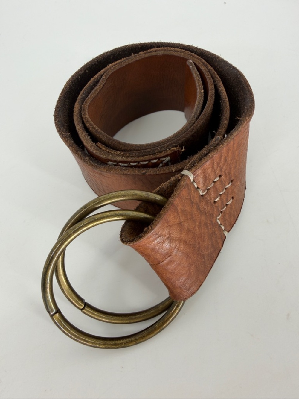 Bed Stu Brown Leather Belt With Double Ring Women’s Size Small